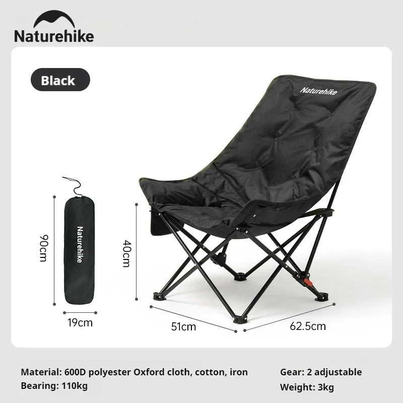 Sea Star Recliner Outdoor Folding High Back Moon Chair 2-Position Adjustable Portable Camping Chair for Relaxing Foldable Leisure Travel Furniture Picnic