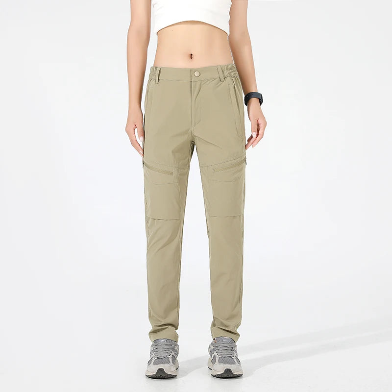 EUMERGX Women's Summer Hiking Pants Quick-Dry Waterproof Cargo Pants Outdoor Stretch Mountain Trousers For Camping Climbing