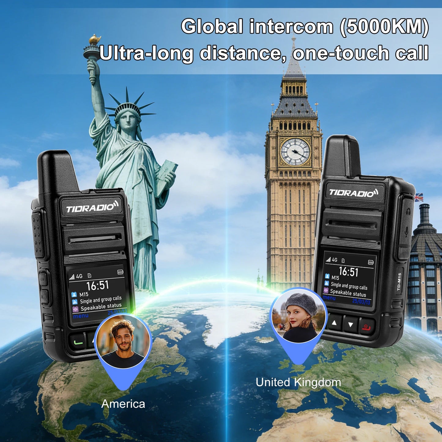 Global signal POC Radio with 1 Year Sim Card Walkie Talkie Long Range 4G 5000 Miles for Hiking and Camping