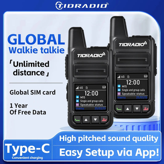 Global signal POC Radio with 1 Year Sim Card Walkie Talkie Long Range 4G 5000 Miles for Hiking and Camping