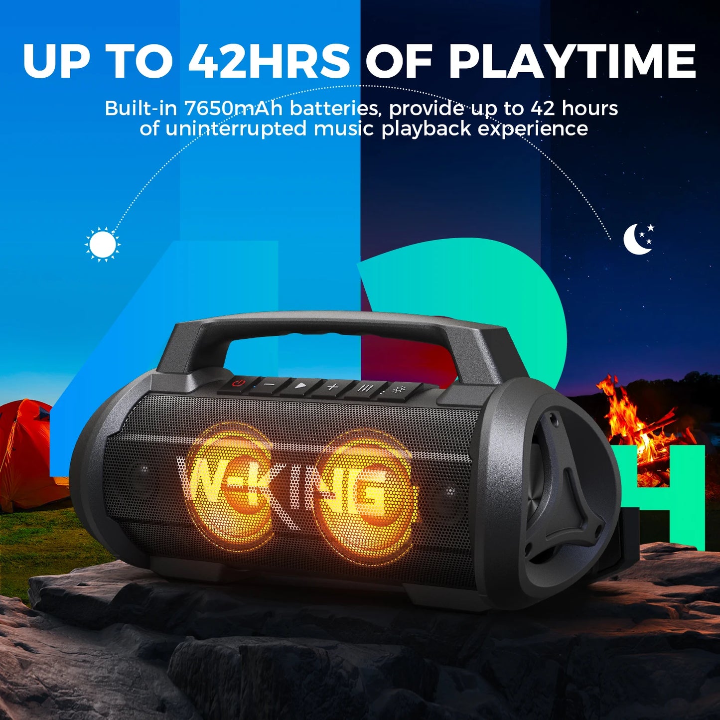 70W RMS Bluetooth Portable Speaker,  Speaker Wireless Loud IPX6 Waterproof Bluetooth Speakers with Subwoofer/Bass Boost