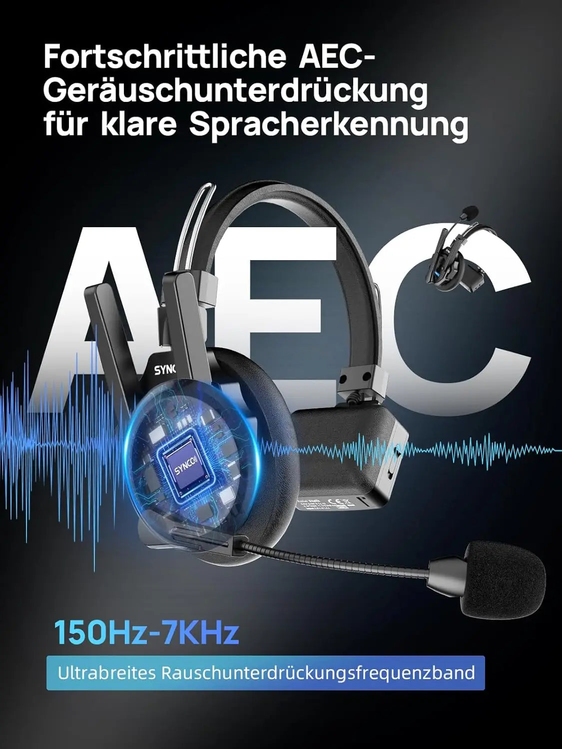 Wireless Intercom Headset 2.4GHz Full Duplex 24H Battery Life 500M Range Real-time Team Communication