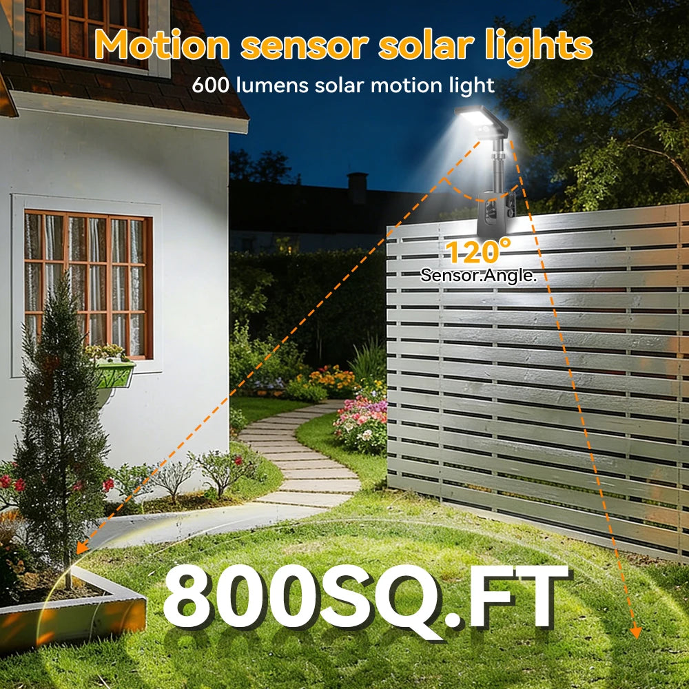 2PCS Clip-On Outdoor Solar Lights with Motion Sensor, 360° Rotatable & Vertically Adjustable Solar Fence Lights, IP65 Waterproof Security Lights for Decks, Gutters and Camping