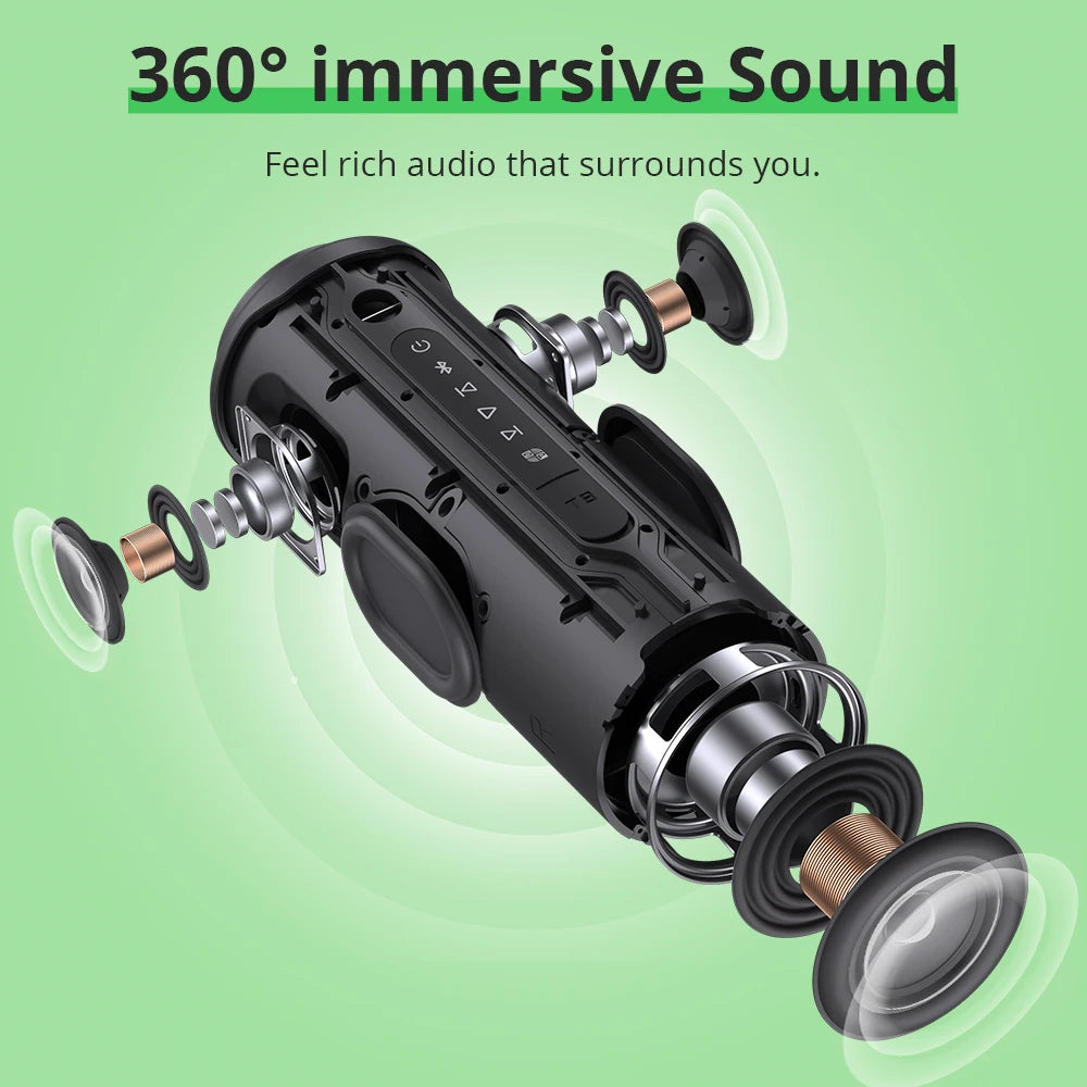 T8 Speaker Bluetooth Portable Speaker with Deep Bass, 40W, 360 degree Sound, Waterproof IPX7, for Camping