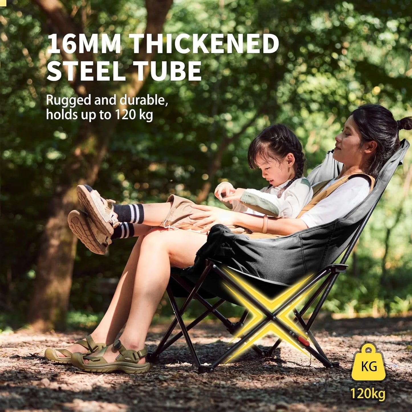 Sea Star Recliner Outdoor Folding High Back Moon Chair 2-Position Adjustable Portable Camping Chair for Relaxing Foldable Leisure Travel Furniture Picnic