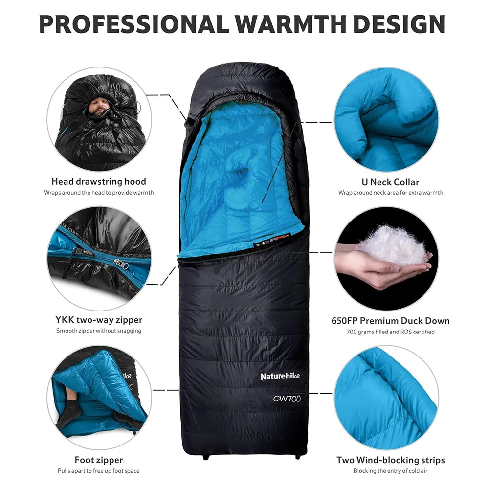 Sleeping Bag Ultralight Down Sleeping Bag for Adults Outdoor Winter Warm 650FP Duck Down Envelope Sleeping Bag