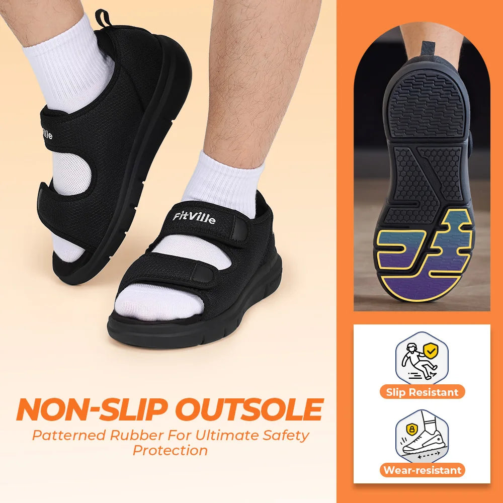 Men‘s Diabetic Sandals Wide Diabetic Shoes for Men Beathable Beach Sandal with Arch Support Foot Pain Relief Plantar