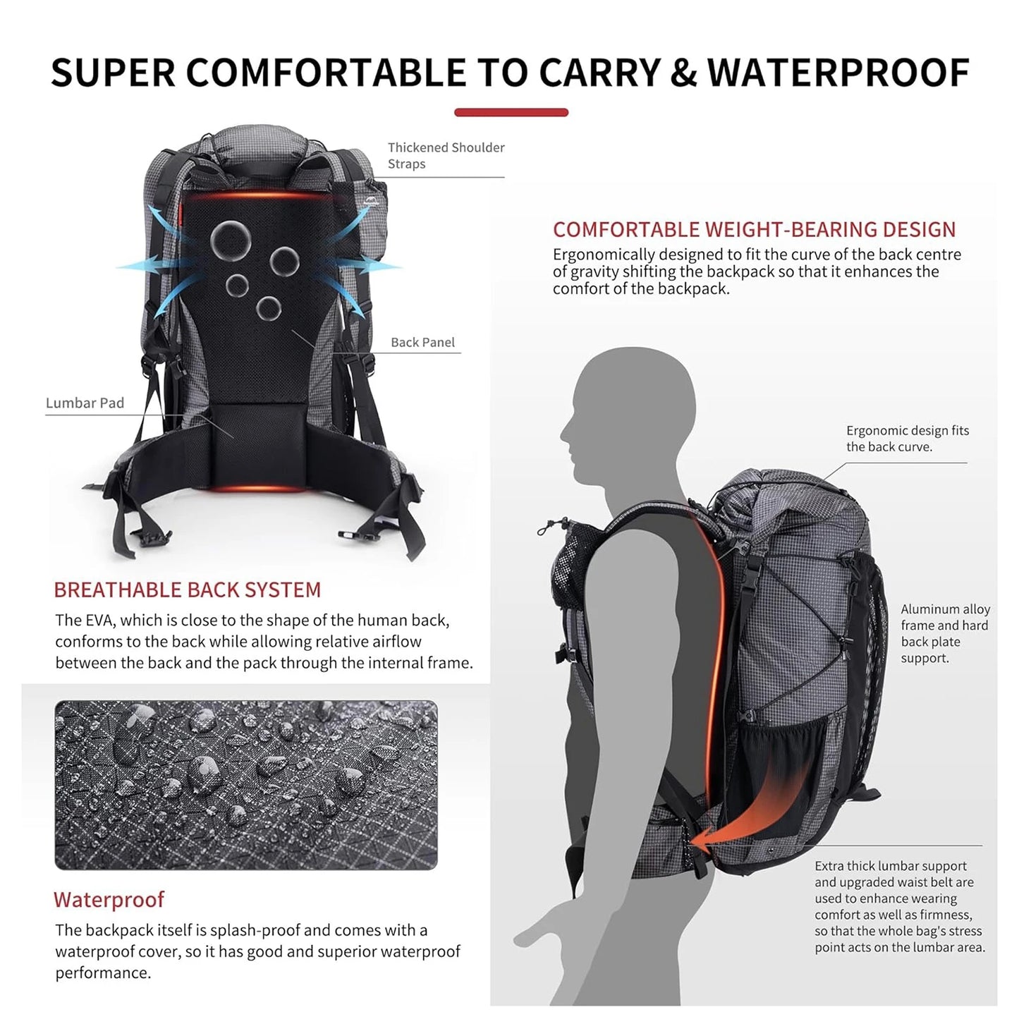 Outdoor Bags 40L 60L Travel Backpacks Large Capacity 60+5L Camping Hiking Packs Hiking Bag With Rain Cover