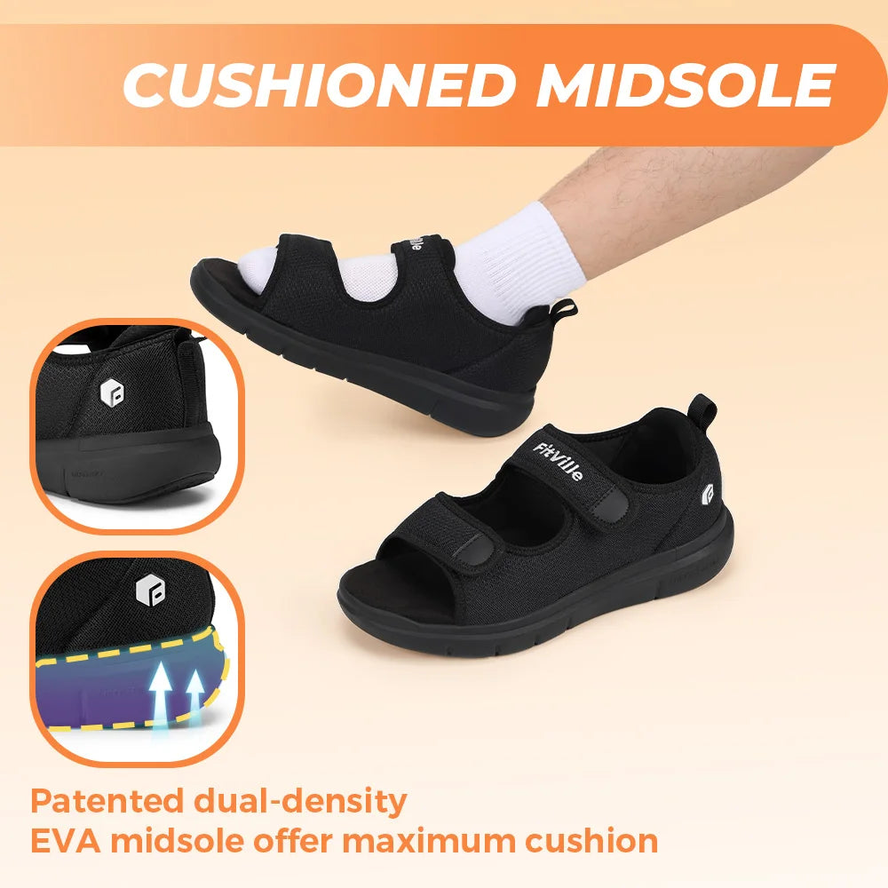 Men‘s Diabetic Sandals Wide Diabetic Shoes for Men Beathable Beach Sandal with Arch Support Foot Pain Relief Plantar