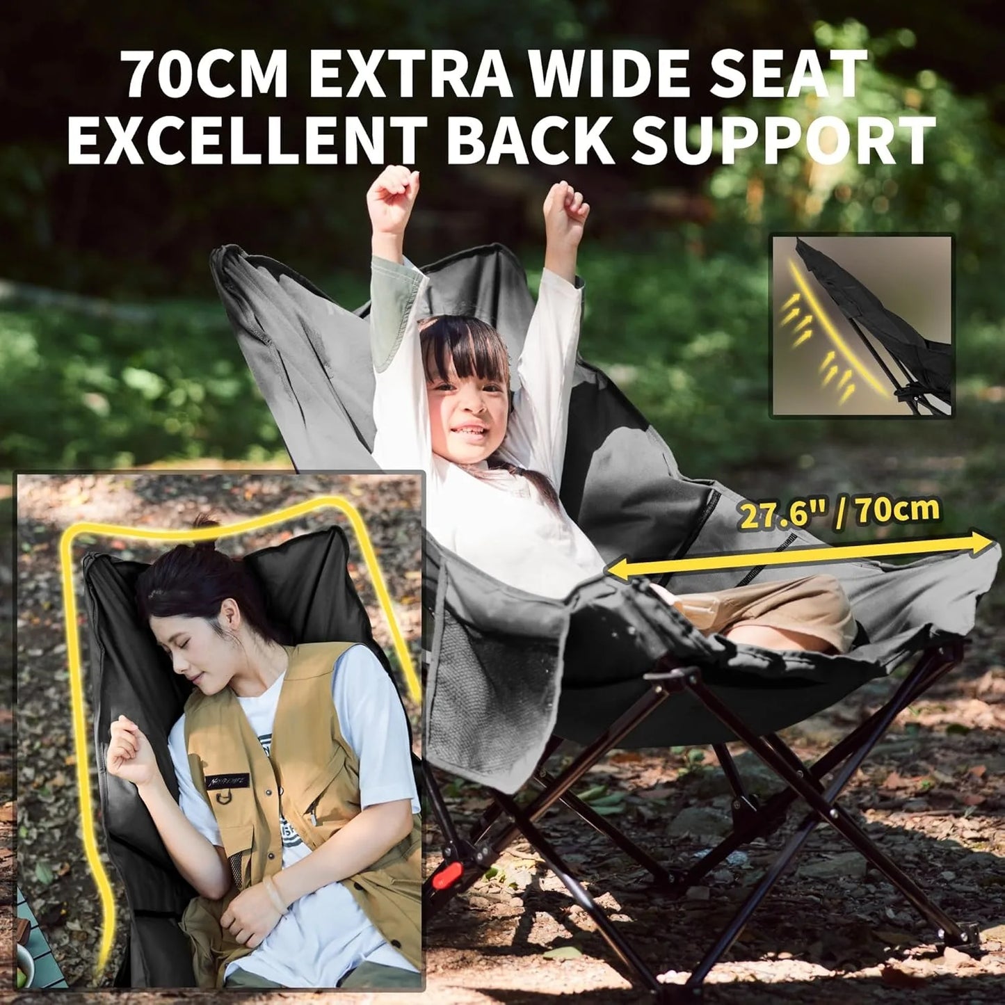 Sea Star Recliner Outdoor Folding High Back Moon Chair 2-Position Adjustable Portable Camping Chair for Relaxing Foldable Leisure Travel Furniture Picnic