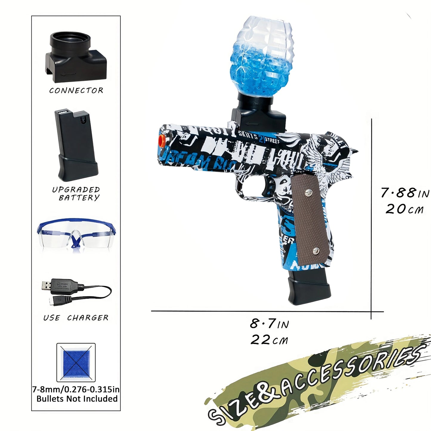 Electric Blaster Pistol Gun Toy, Automatic Splatter Gun, High Speed, Outdoor Activities Shooting Game (Without Bullet)