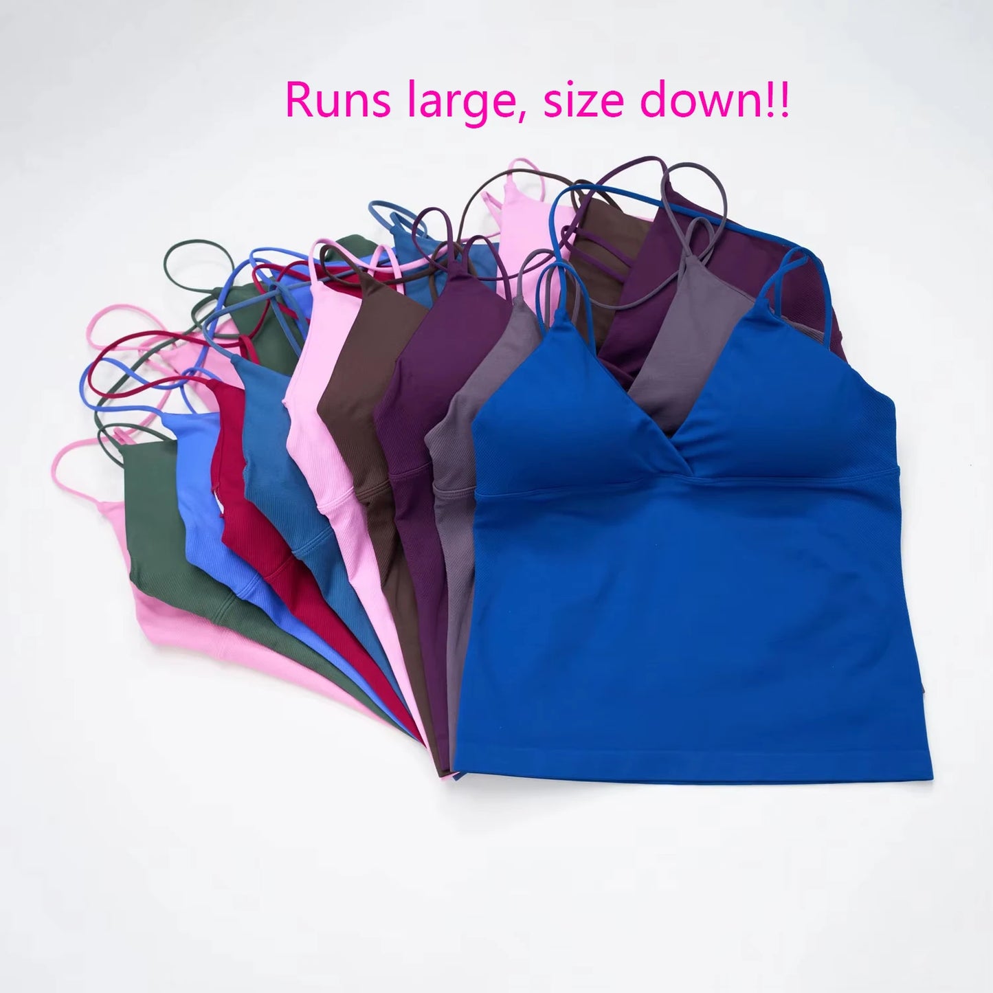 Vision Twist Front Longline Top Women's Seamless Thin Straps Yoga Gym Workout Vest Running Tank Tops Fitness Clothing