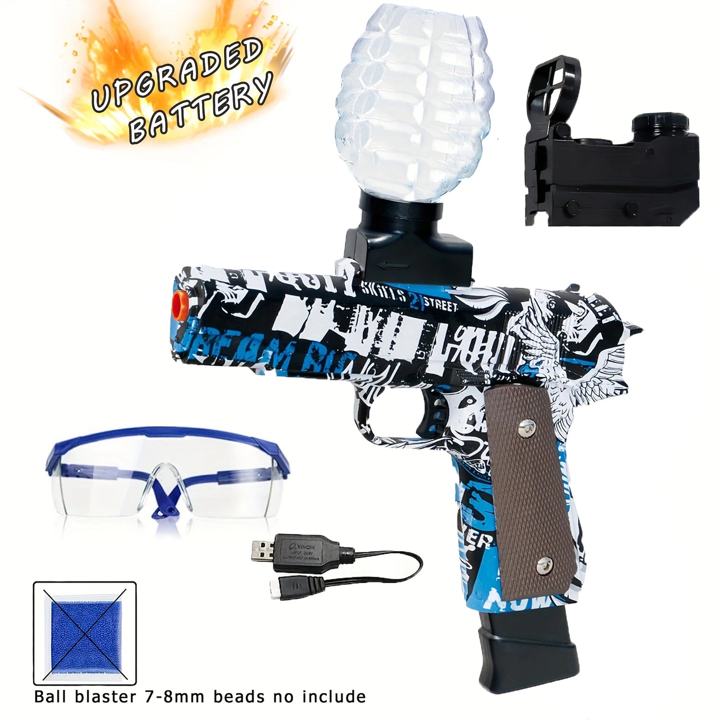 Electric Blaster Pistol Gun Toy, Automatic Splatter Gun, High Speed, Outdoor Activities Shooting Game (Without Bullet)