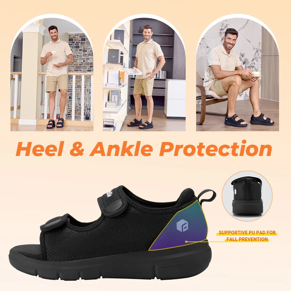 Men‘s Diabetic Sandals Wide Diabetic Shoes for Men Beathable Beach Sandal with Arch Support Foot Pain Relief Plantar