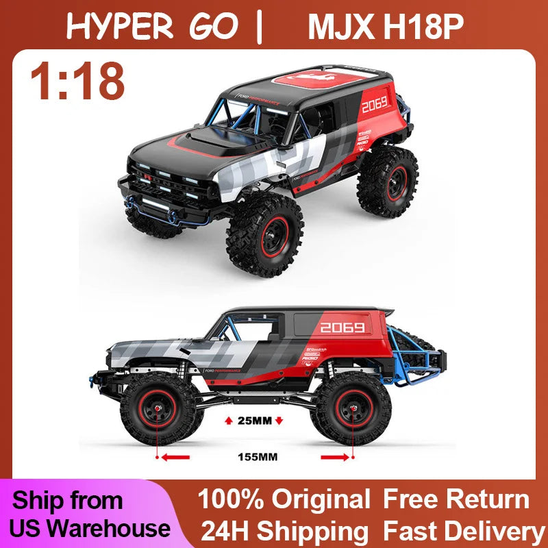 Hyper Go MJX H18P 1/18 RC Remote Control Car Brushless Four-Wheel Drive Off-Road Climbing Car Adult Toy Car