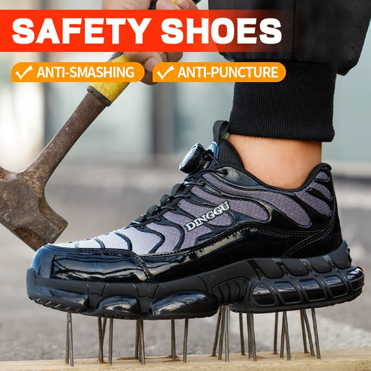 Puncture Proof Lace-up Work Shoes, Industrial And Construction Site Versatile Safety Footwear for Men: Puncture-Proof, Steel Toe