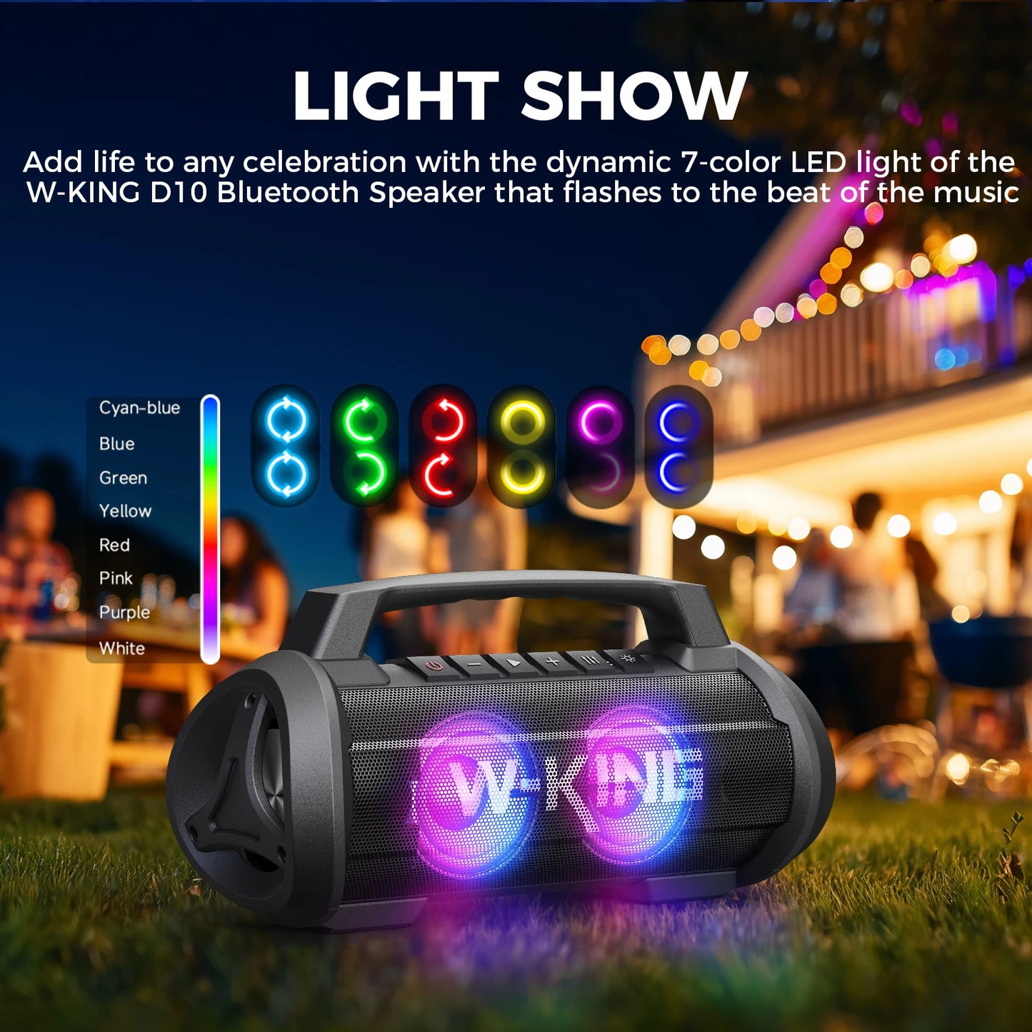 70W RMS Bluetooth Portable Speaker,  Speaker Wireless Loud IPX6 Waterproof Bluetooth Speakers with Subwoofer/Bass Boost