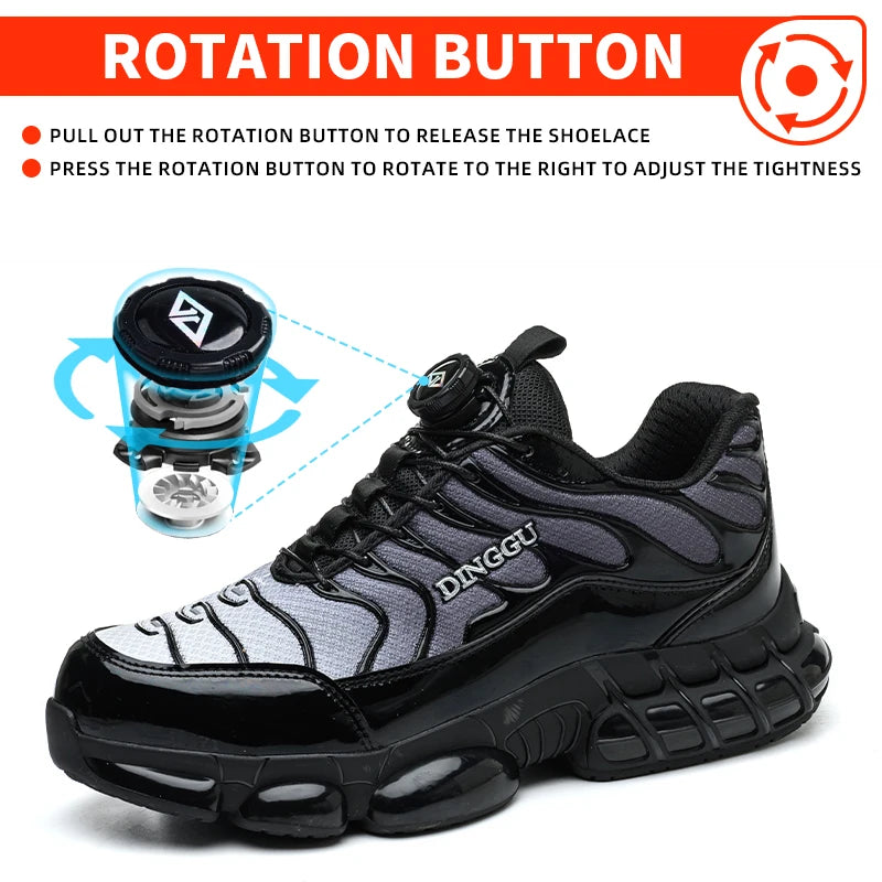 Puncture Proof Lace-up Work Shoes, Industrial And Construction Site Versatile Safety Footwear for Men: Puncture-Proof, Steel Toe