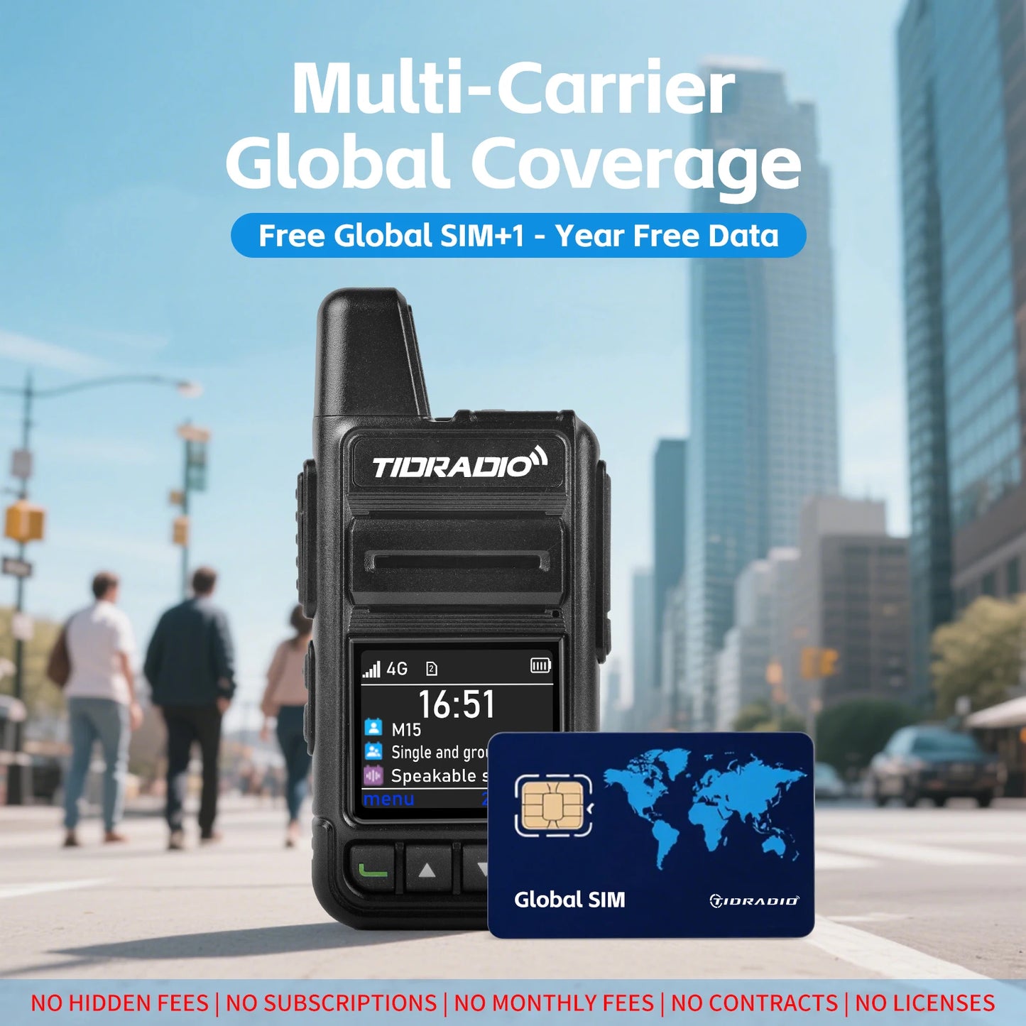 Global signal POC Radio with 1 Year Sim Card Walkie Talkie Long Range 4G 5000 Miles for Hiking and Camping