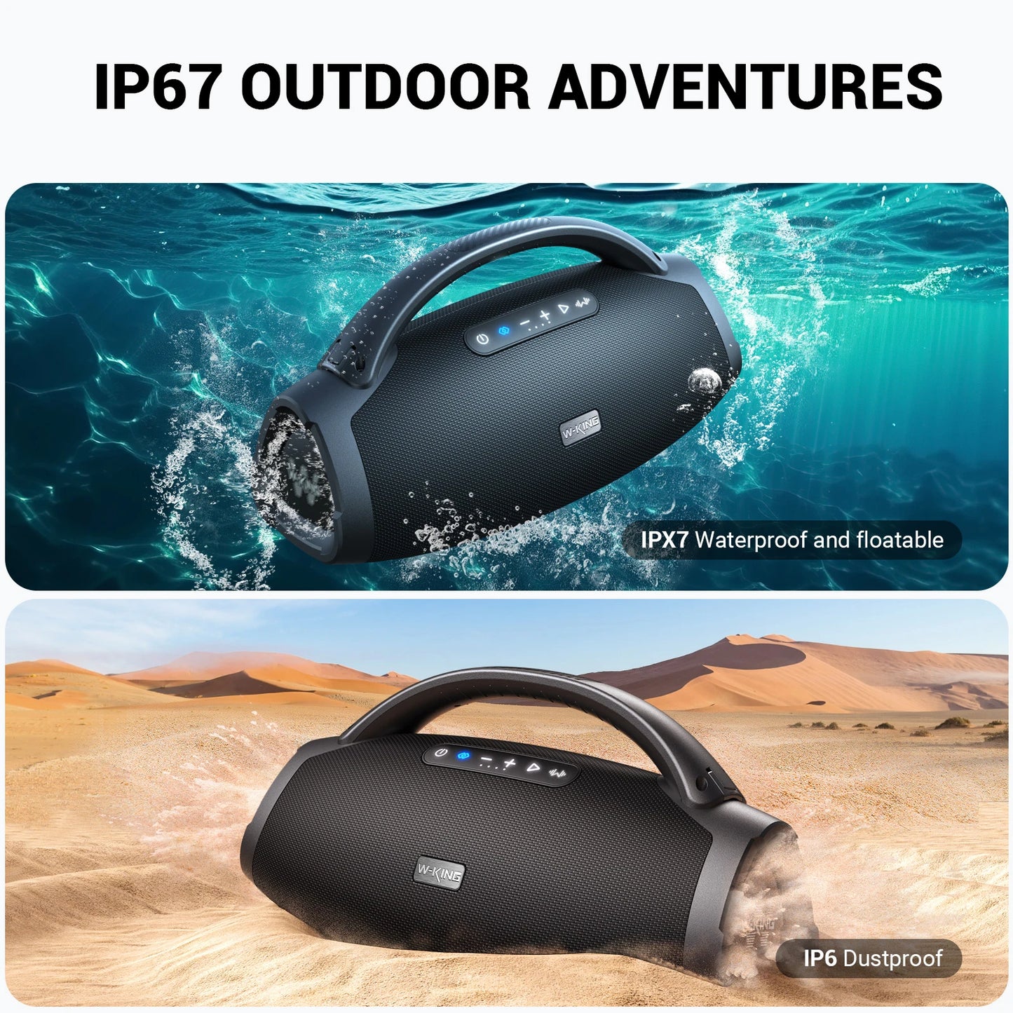 D20 Portable Bluetooth Speakers,200W RMS Massive Bass Party Boombox IPX7 Waterproof Speaker Large, Loud Outdoor Speaker