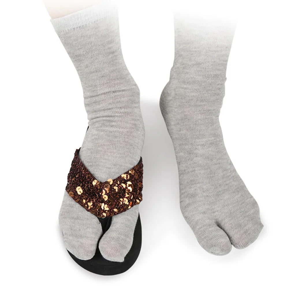 Unisex Split Two Toes Sock Polyester Flip Flop Sandal Sock Elastic Two Finger Socks Washable Hallux Valgus Appliance Accessories