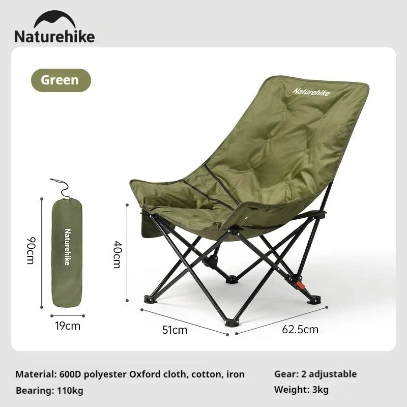 Sea Star Recliner Outdoor Folding High Back Moon Chair 2-Position Adjustable Portable Camping Chair for Relaxing Foldable Leisure Travel Furniture Picnic
