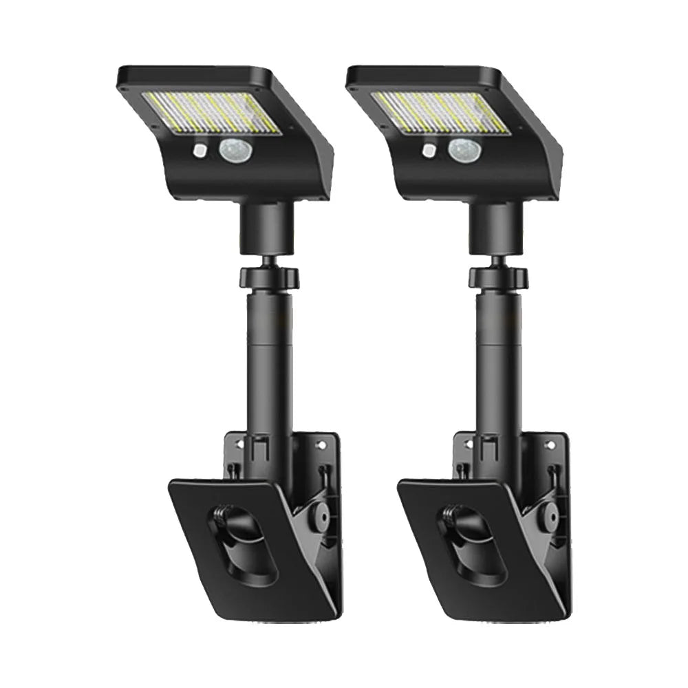 2PCS Clip-On Outdoor Solar Lights with Motion Sensor, 360° Rotatable & Vertically Adjustable Solar Fence Lights, IP65 Waterproof Security Lights for Decks, Gutters and Camping