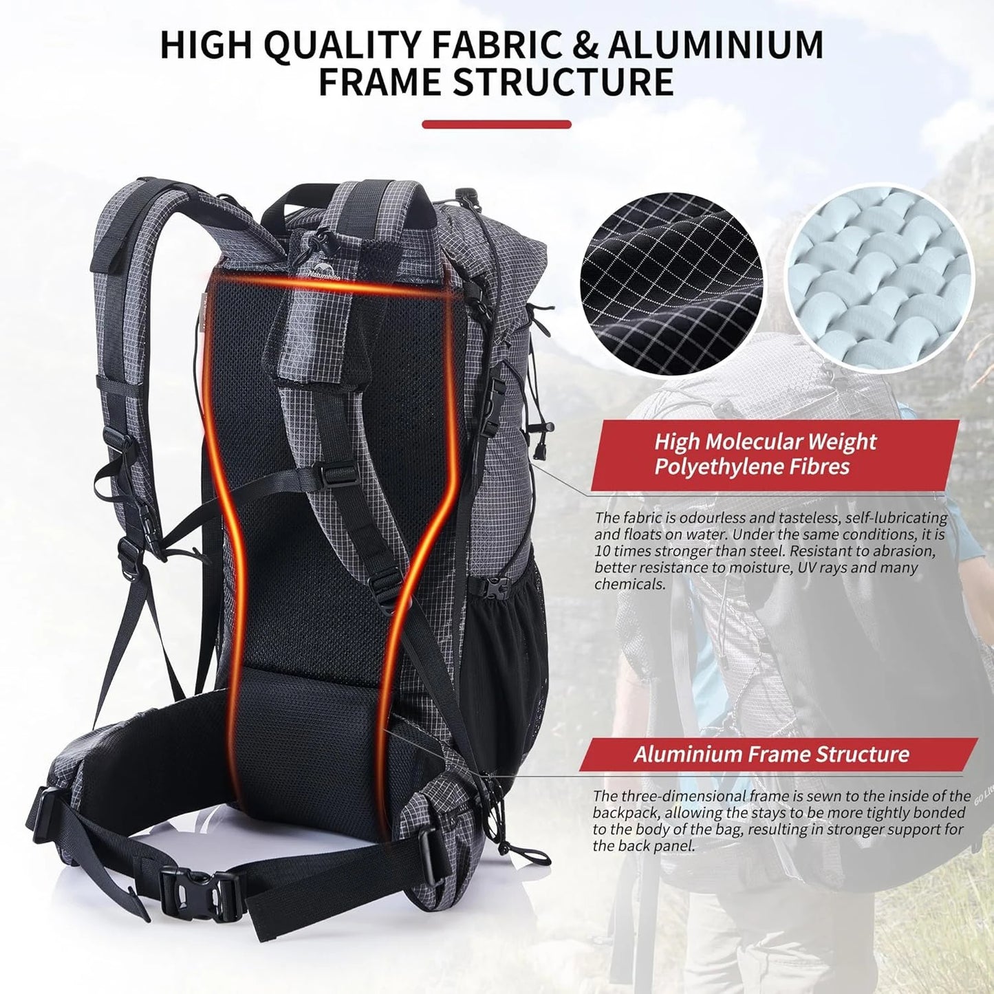 Outdoor Bags 40L 60L Travel Backpacks Large Capacity 60+5L Camping Hiking Packs Hiking Bag With Rain Cover