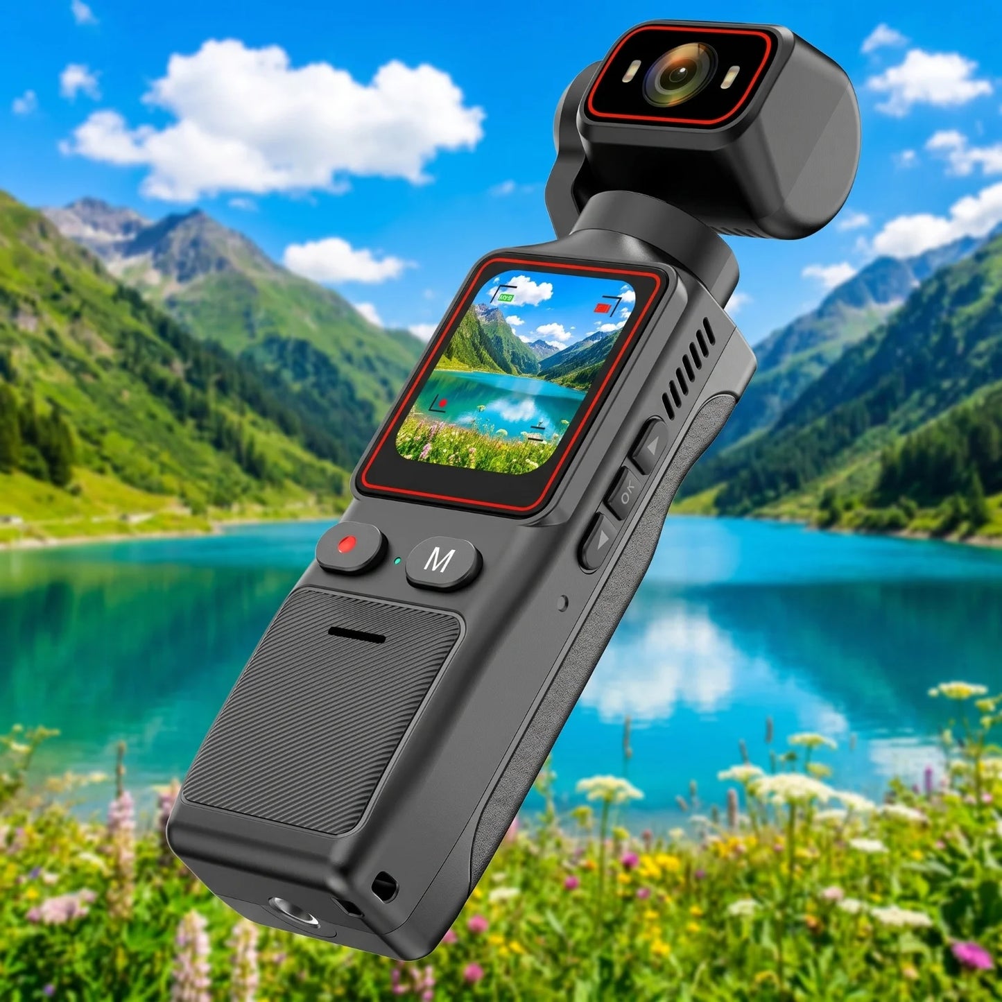 Mini 2.7K Action Camera 180° Rotate WiFi Pocket Vlog Camera 6 Hours Long Life EIS Anti Shake Sport Cam for Motorcycle Travel Recording