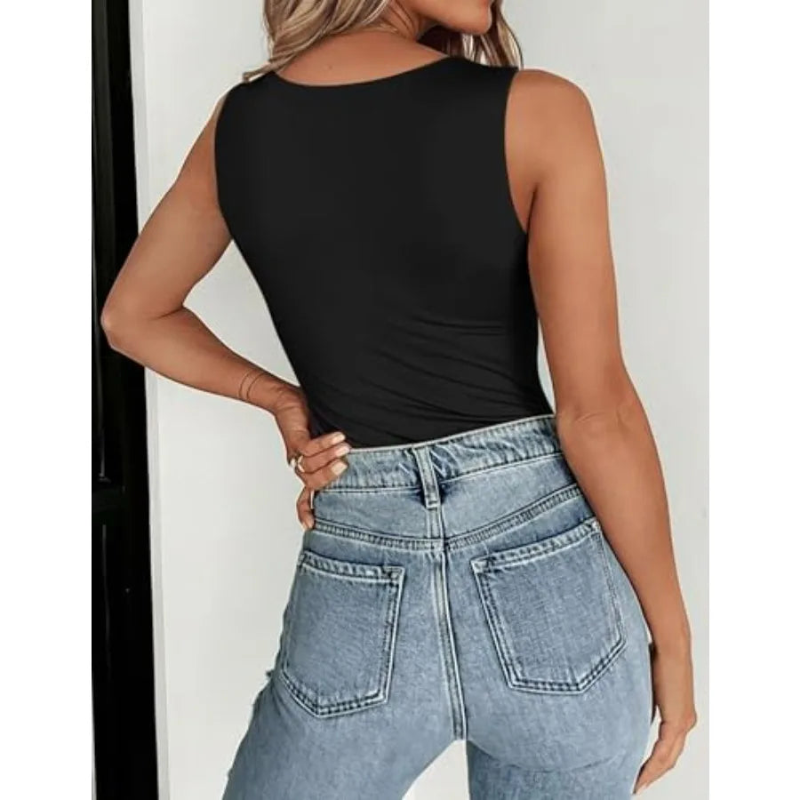 Womens Double Lined Crew Neck Tank Tops Cute Summer Sleeveless Workout Tops Basic Going Out Clothes 2026