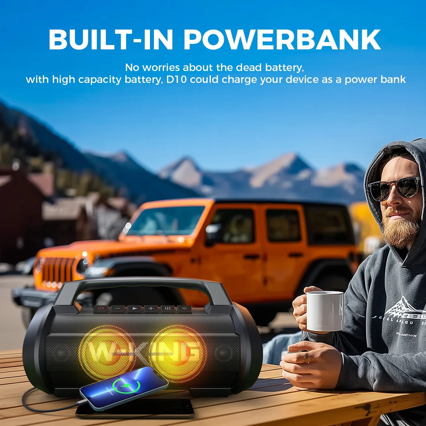 70W RMS Bluetooth Portable Speaker,  Speaker Wireless Loud IPX6 Waterproof Bluetooth Speakers with Subwoofer/Bass Boost