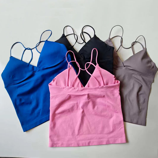 Vision Twist Front Longline Top Women's Seamless Thin Straps Yoga Gym Workout Vest Running Tank Tops Fitness Clothing