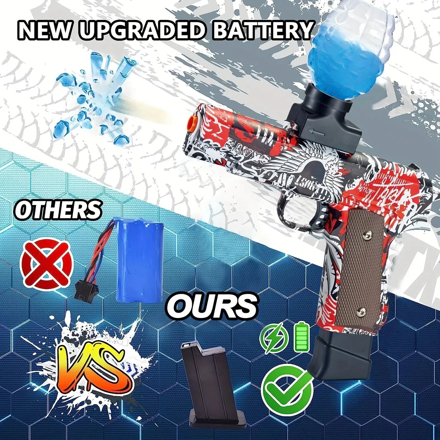 Electric Blaster Pistol Gun Toy, Automatic Splatter Gun, High Speed, Outdoor Activities Shooting Game (Without Bullet)