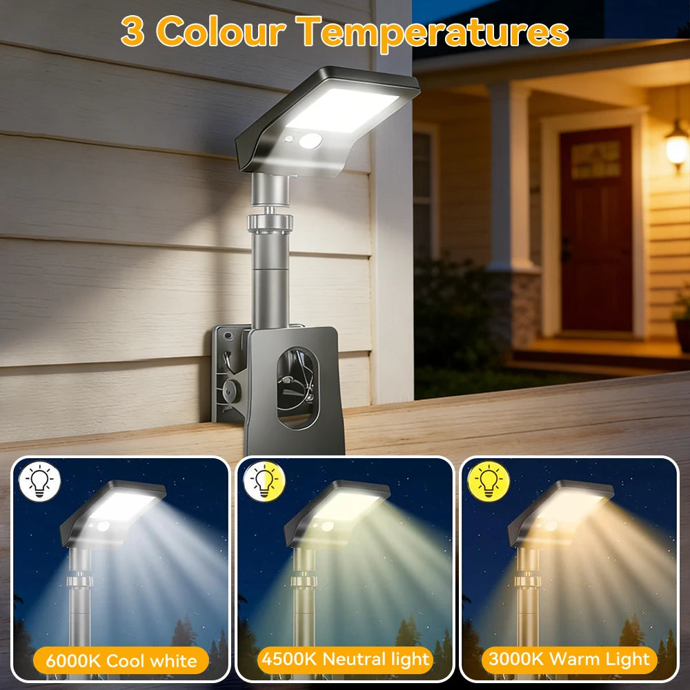 2PCS Clip-On Outdoor Solar Lights with Motion Sensor, 360° Rotatable & Vertically Adjustable Solar Fence Lights, IP65 Waterproof Security Lights for Decks, Gutters and Camping