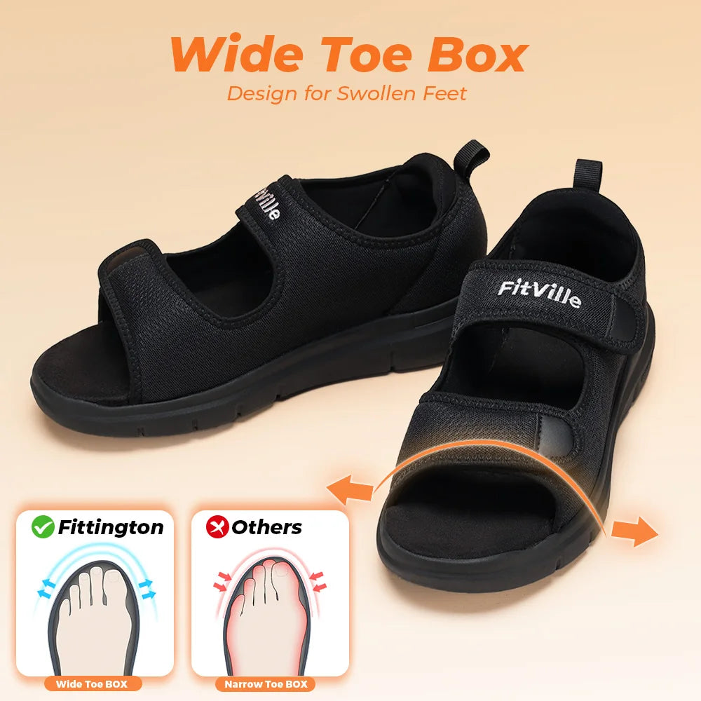 Men‘s Diabetic Sandals Wide Diabetic Shoes for Men Beathable Beach Sandal with Arch Support Foot Pain Relief Plantar