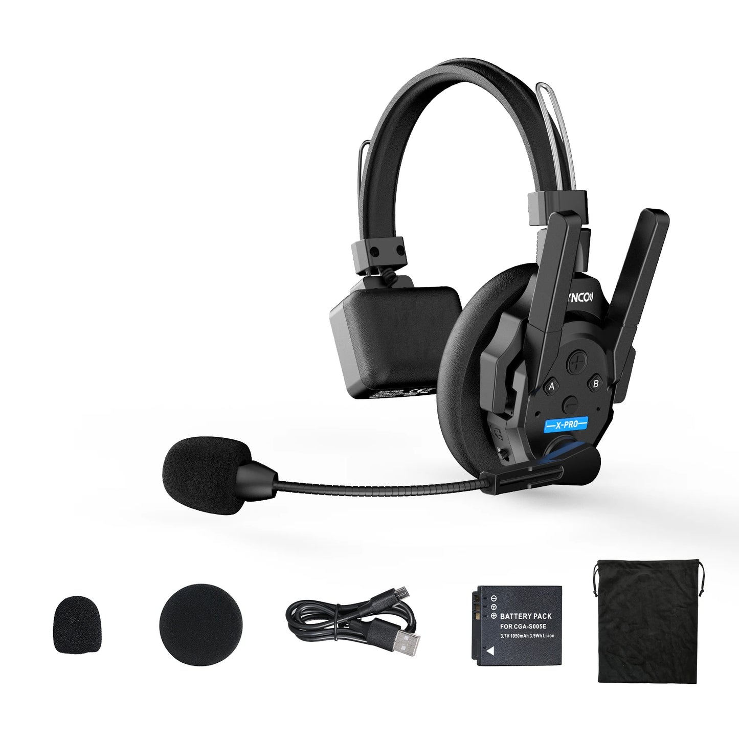 Wireless Intercom Headset 2.4GHz Full Duplex 24H Battery Life 500M Range Real-time Team Communication