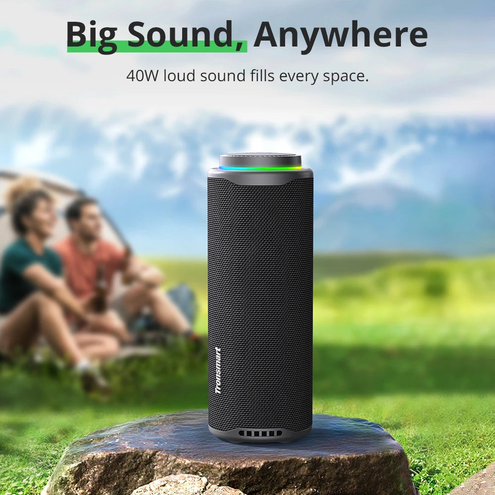 T8 Speaker Bluetooth Portable Speaker with Deep Bass, 40W, 360 degree Sound, Waterproof IPX7, for Camping
