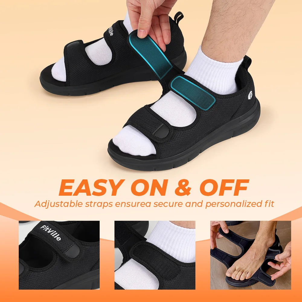 Men‘s Diabetic Sandals Wide Diabetic Shoes for Men Beathable Beach Sandal with Arch Support Foot Pain Relief Plantar