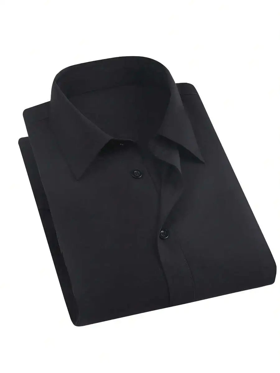 New Mens Solid Color Short Sleeve Casual Shirt Business Smart Fit