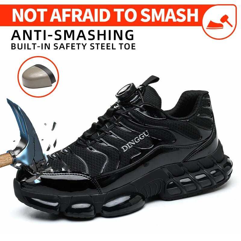 Puncture Proof Lace-up Work Shoes, Industrial And Construction Site Versatile Safety Footwear for Men: Puncture-Proof, Steel Toe